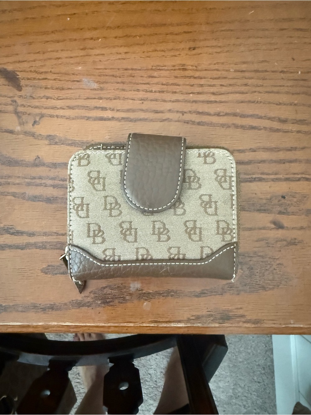Dooney & Bourke Beige and Brown Signature Canvas Wallet